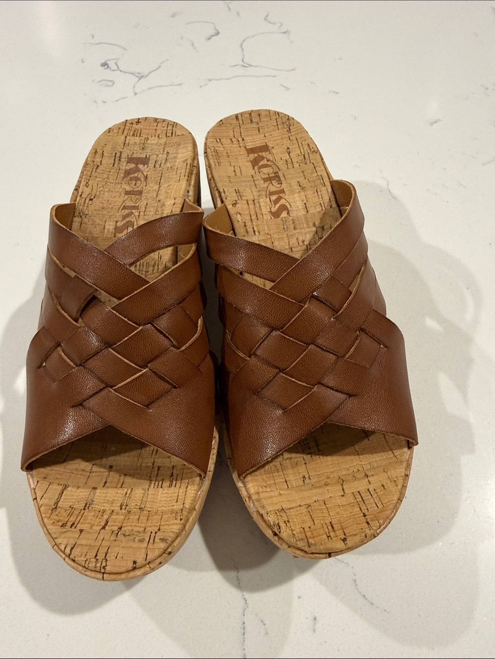 Kork-Ease Brown Woven Cork Slide Mules